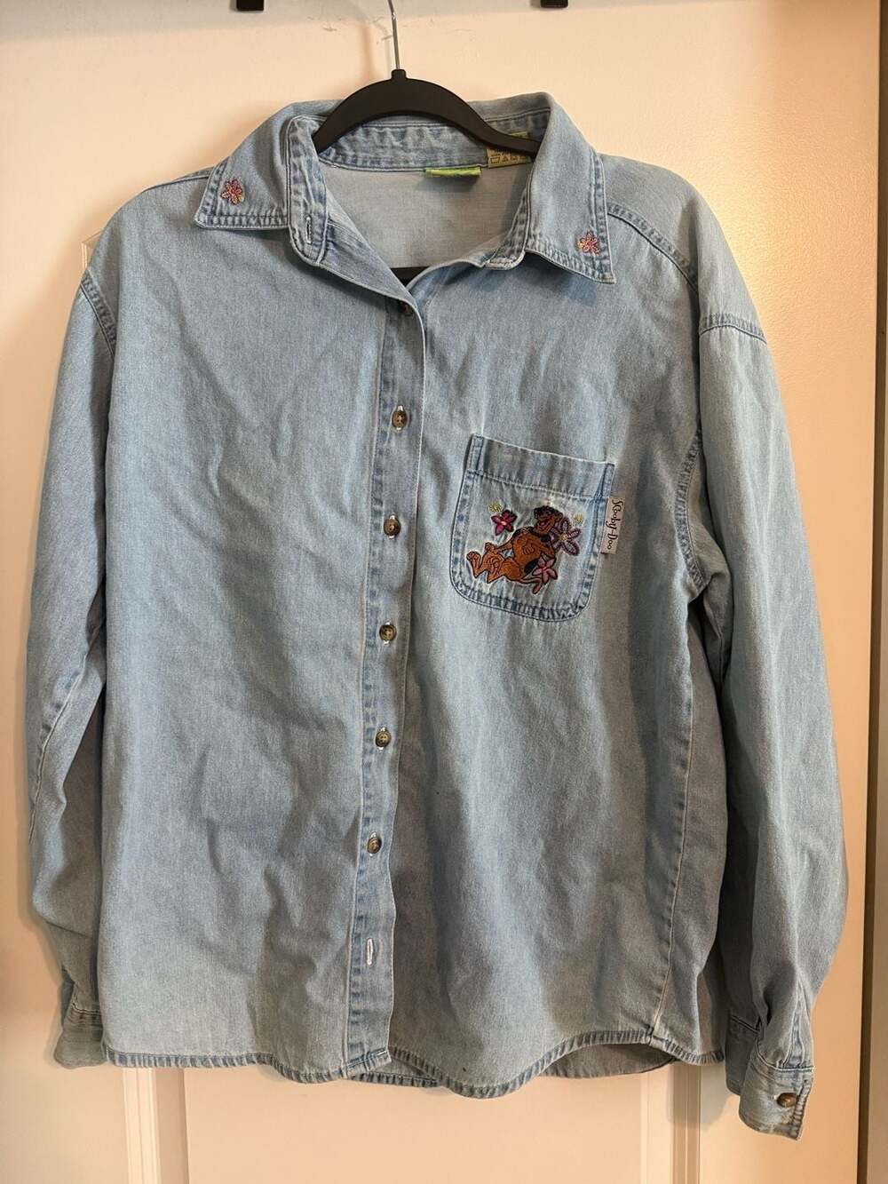 Vintage Scooby-Doo Cartoon Network  Denim Long Sleeve Button Down 2000
